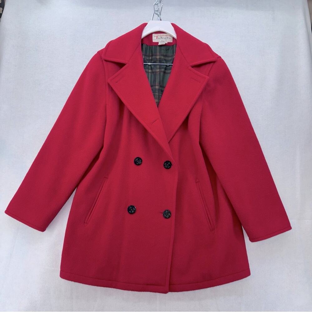 Women’s Vintage Talbots Wool Blend Double Breasted Pea Coat Red size 8